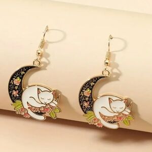 Cat On The Moon Earrings